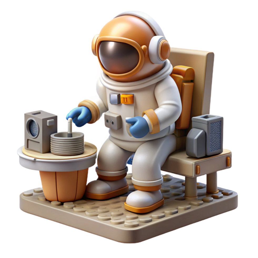 extraordinary vintage Astronaut Working on Space Station Isolated high resolution png