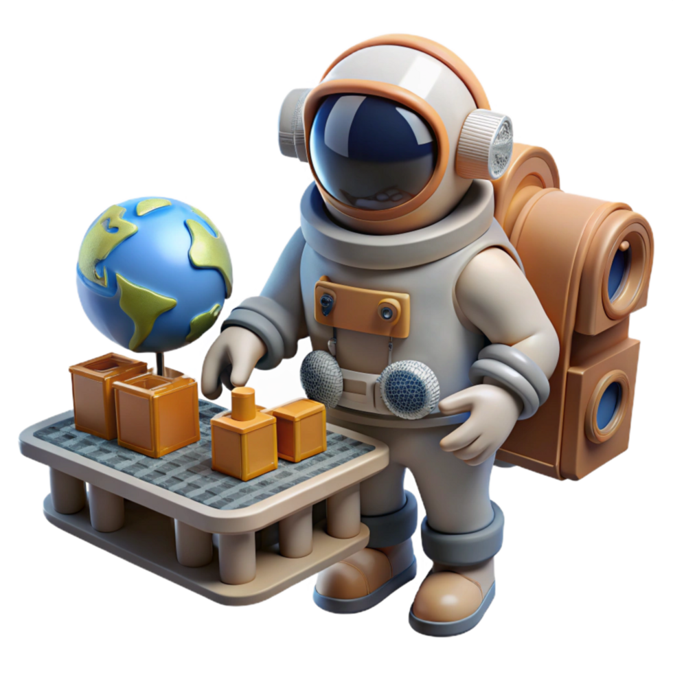 beautiful modern Astronaut Working on Space Station Isolated genuine png