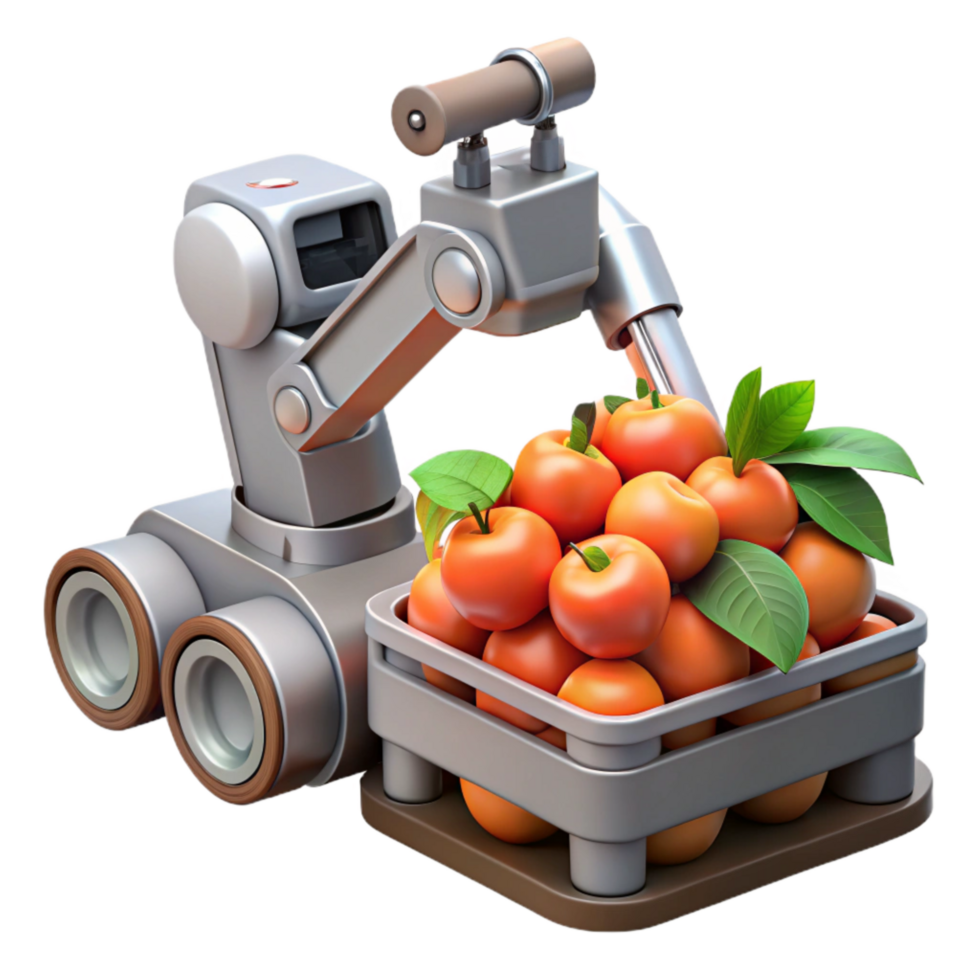 dramatic rustic Automated Harvesting Robot Picking Fruit Isolated Element exclusive png