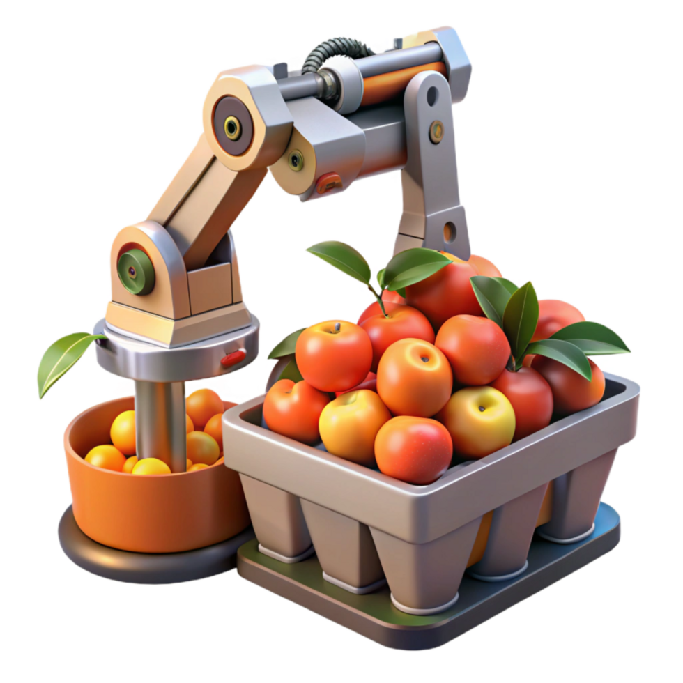 extraordinary minimalist Automated Harvesting Robot Picking Fruit Isolated Element genuine png