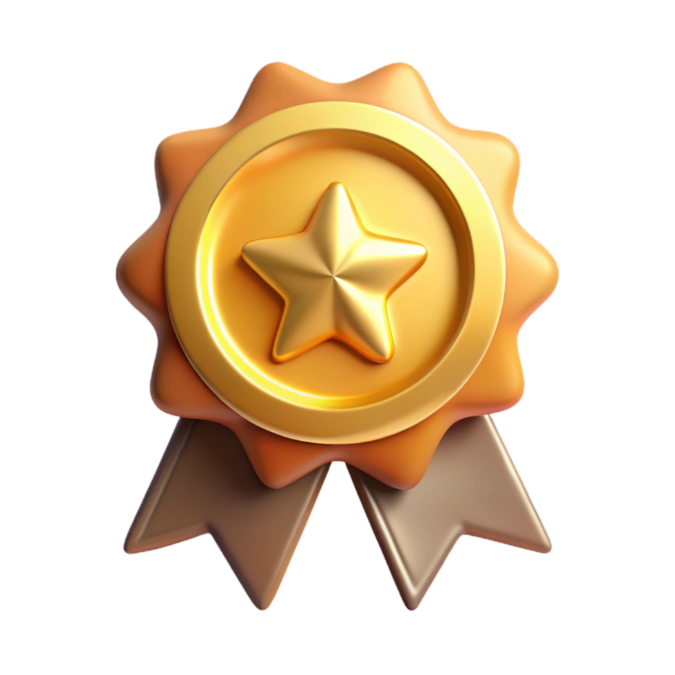 elegant traditional Award Ribbon with Star Transparent Background Gold exclusive png