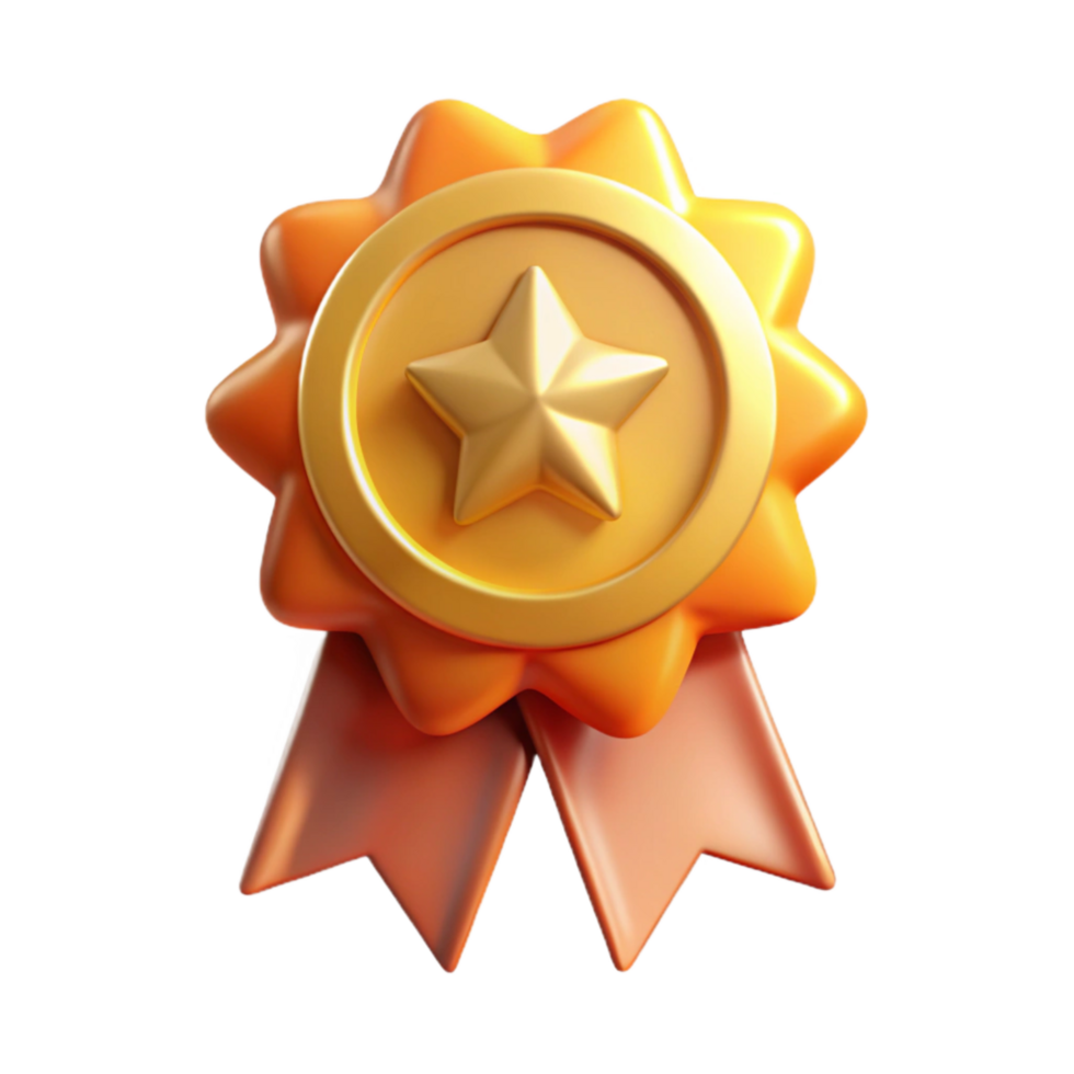 wonderful minimalist Award Ribbon with Star Transparent Background Gold premium png