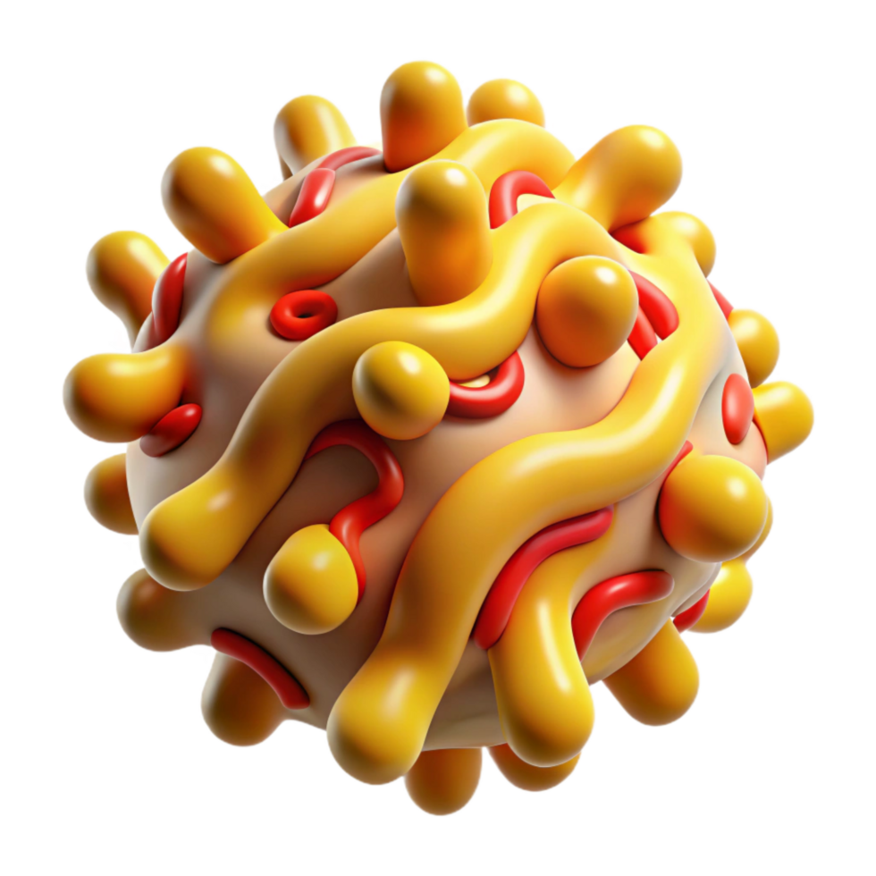 extraordinary vintage Bacterial Design Abstract Lines Red and Yellow Isolated premium png
