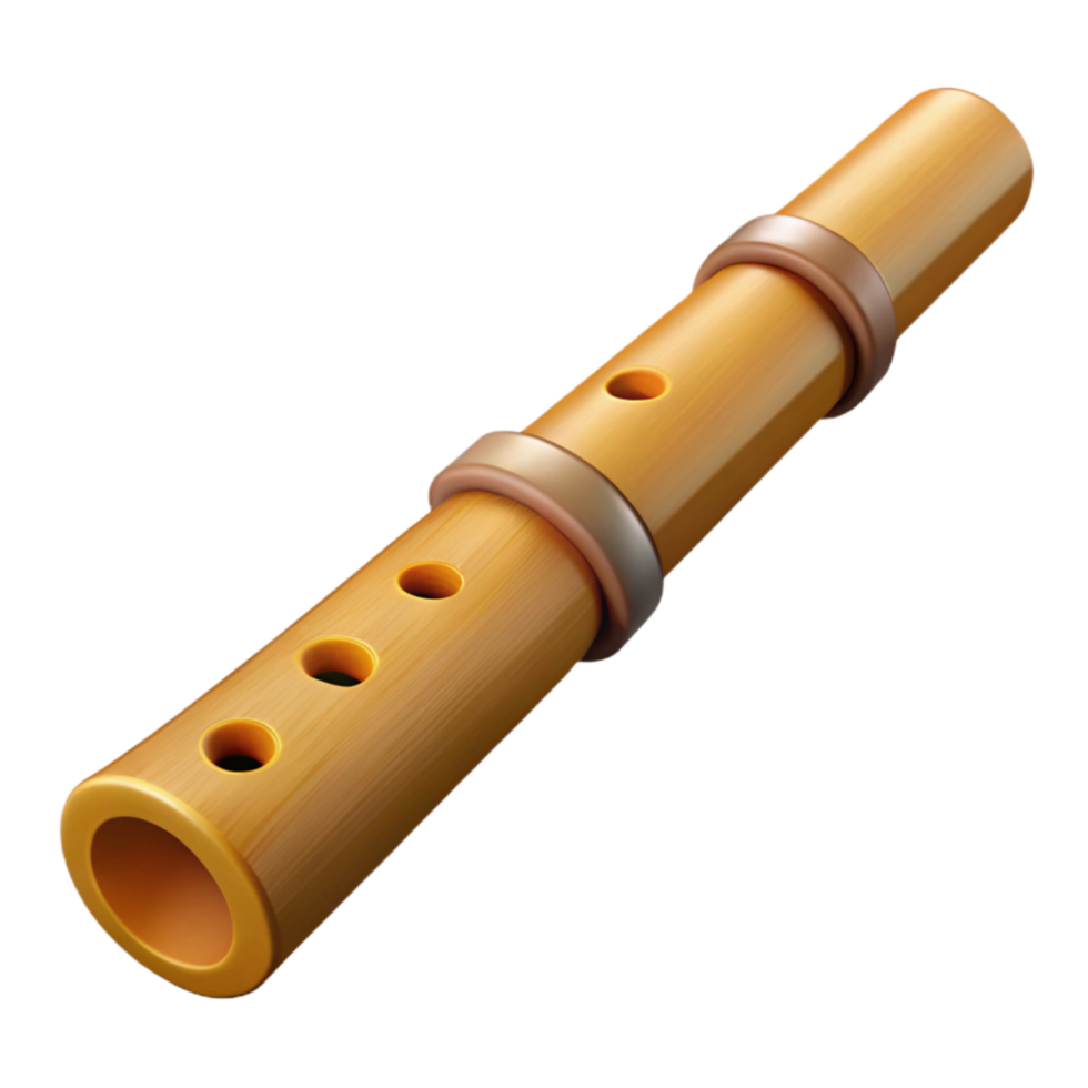 stunning minimalist Bamboo Flute with Finger Holes Natural Color Isolated high resolution png