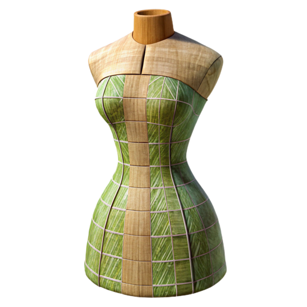 wonderful minimalist Bamboo Fiber Dress Form Side View Isolated premium png