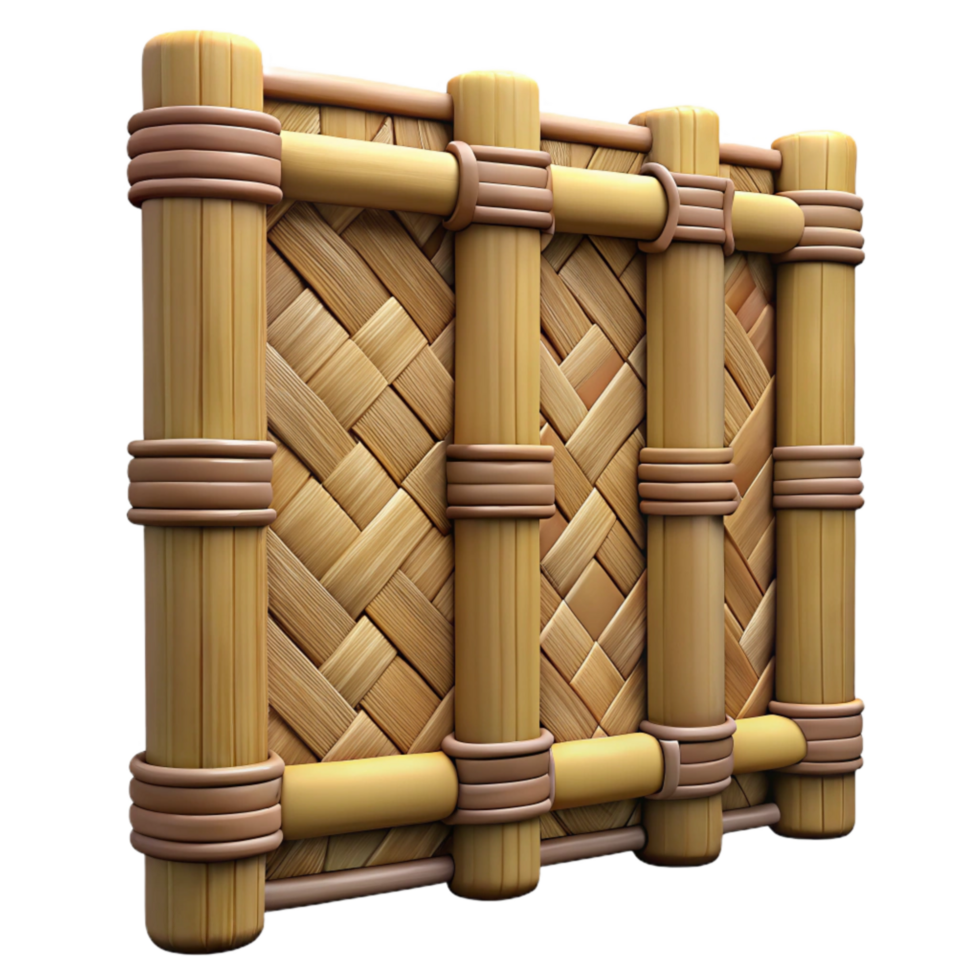 vibrant minimalist Bamboo Fence Panel Woven Design Isolated high resolution png