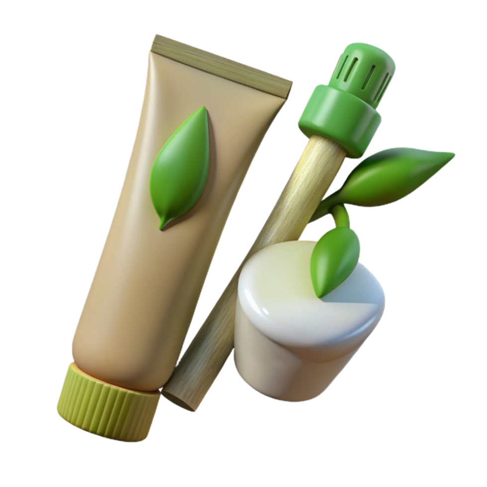 beautiful modern Bamboo Toothbrush and Natural Toothpaste Isolated 4K png