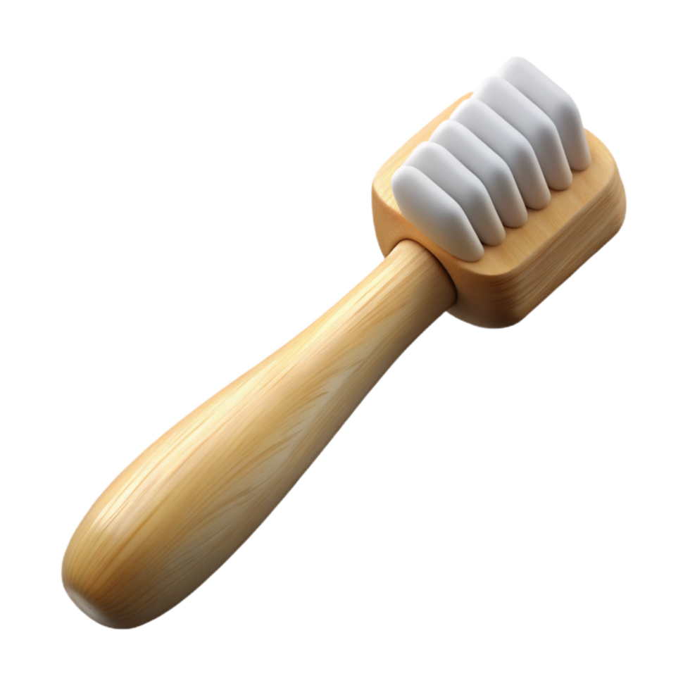 wonderful rustic Bamboo Toothbrush with White Bristles Isolated on Transparent Background genuine png