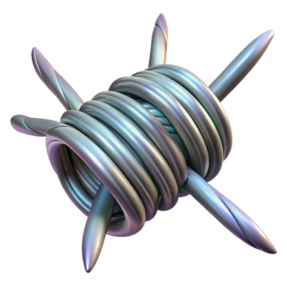 serene minimalist Barbed Wire Coil Transparent Background detailed png
