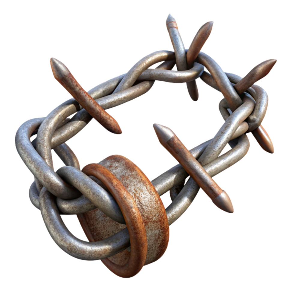 beautiful modern Barbed Wire and Rusty Chain Transparent Background professional png