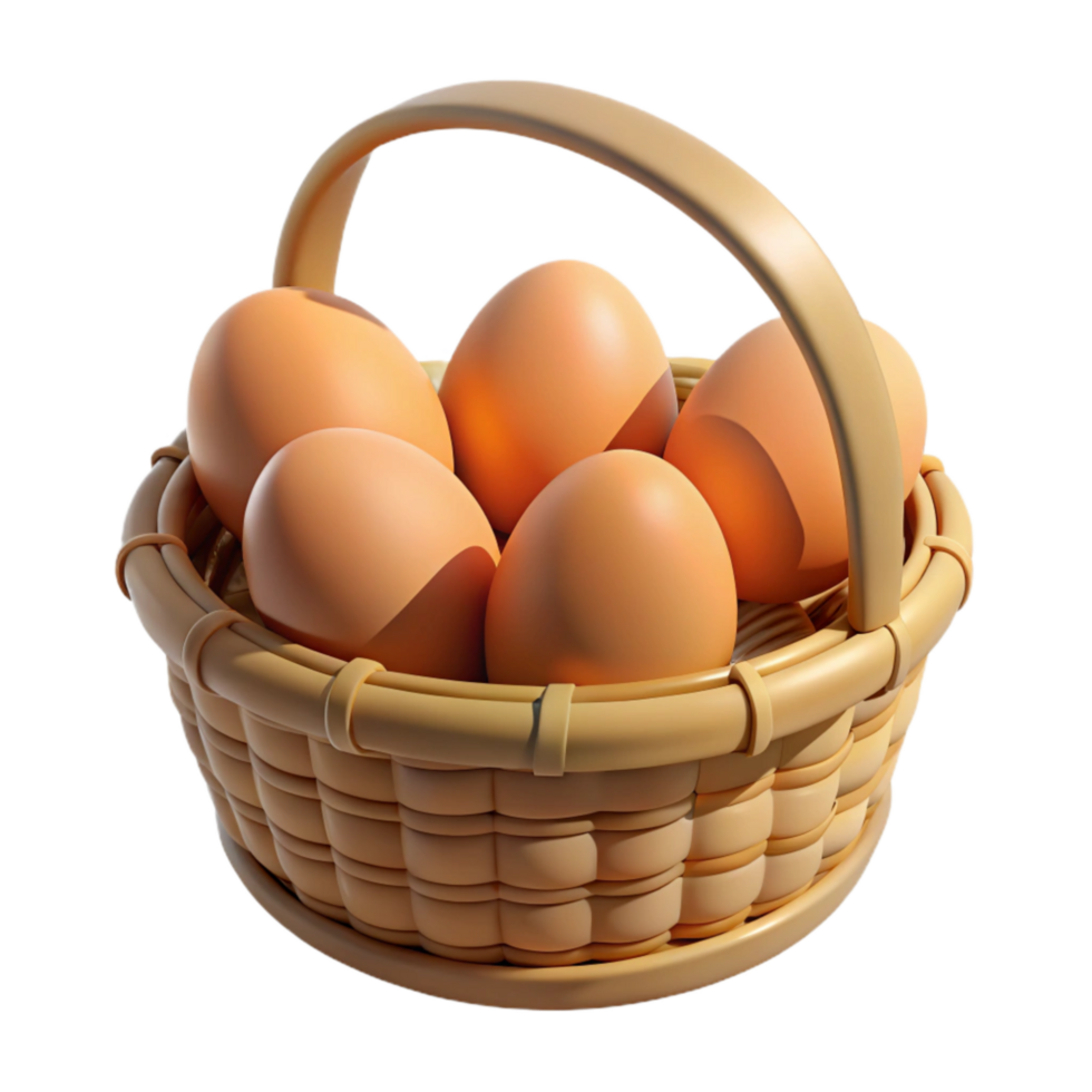 vibrant contemporary Basket of Fresh Eggs Front View Cutout with Natural Lighting genuine png