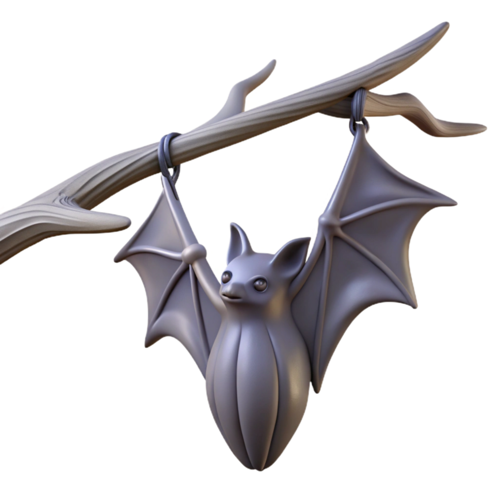 serene abstract Bat Hanging From Tree Branch Transparent Background Silhouette detailed png