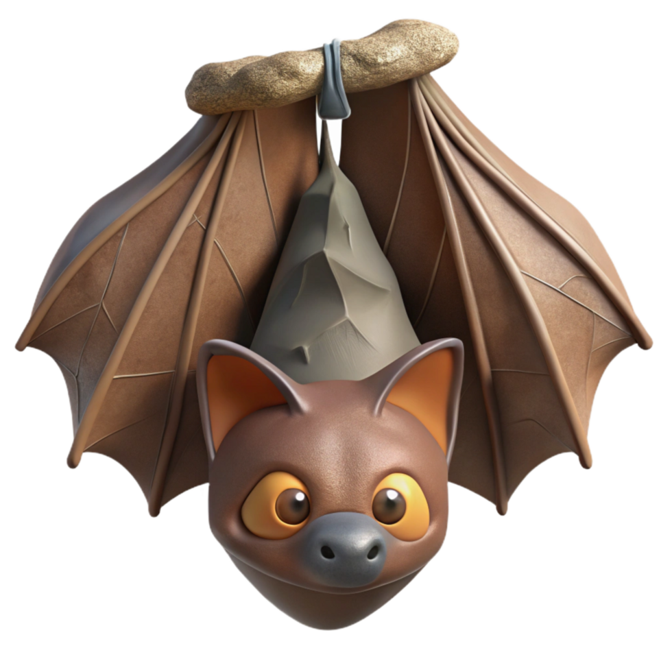 vibrant modern Bat Hanging Upside Down Cutout Cave Background original png