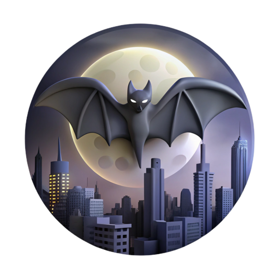 stunning traditional Bat Silhouette Against Cityscape Isolated Night Scene 4K png