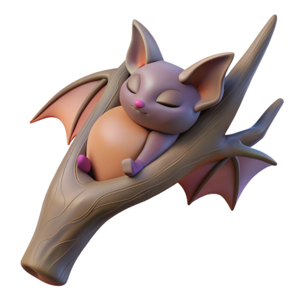 impressive modern Bat Sleeping in Tree Isolated Daytime Rest detailed png