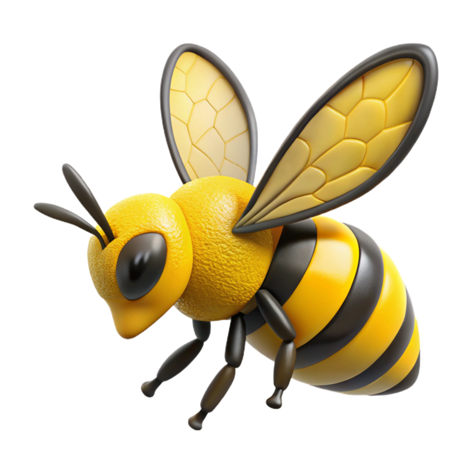 serene abstract Bee Flying Side View Yellow and Black Isolated premium png