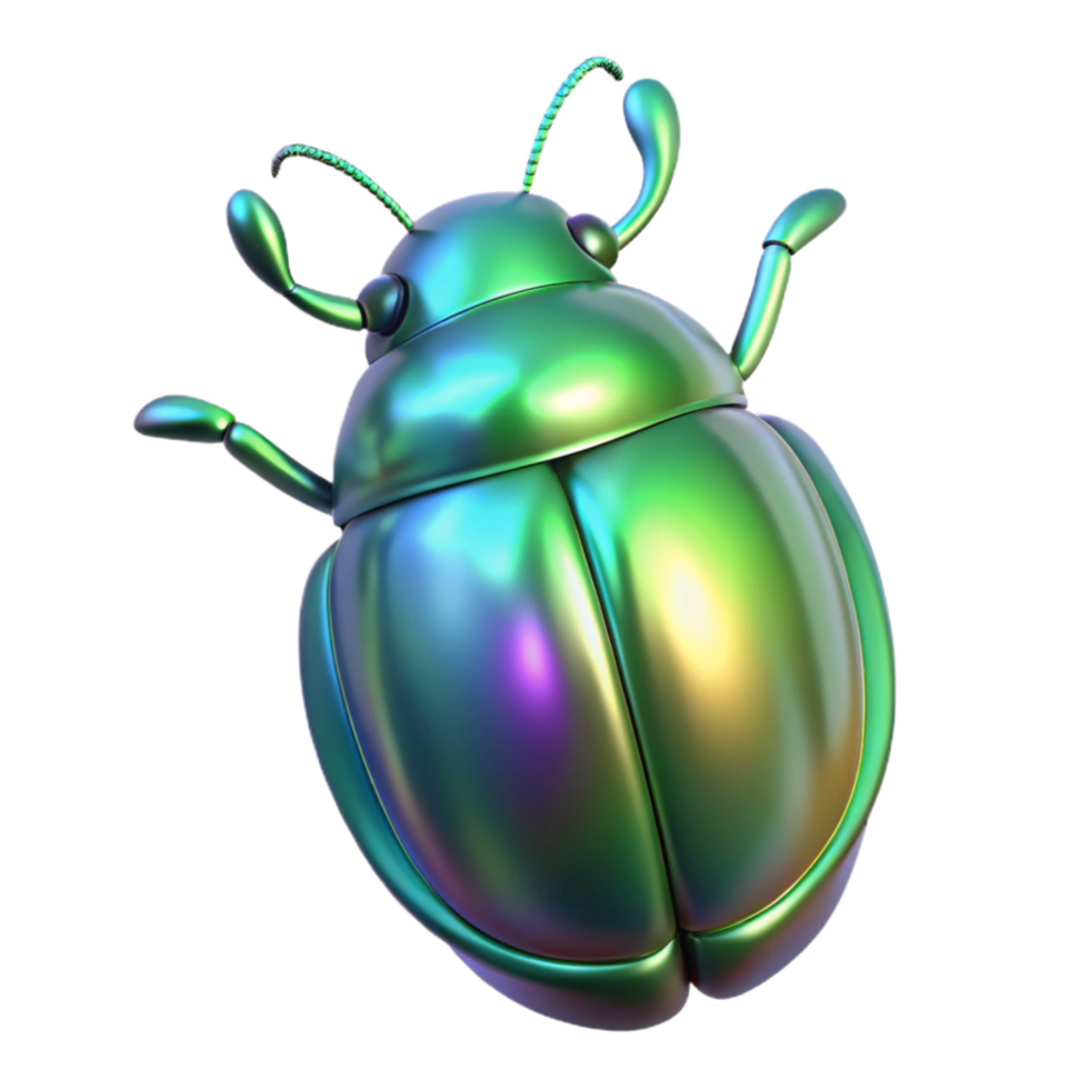 vibrante abstrato besouro iridescente verde Concha isolado Cortar fora 4k png