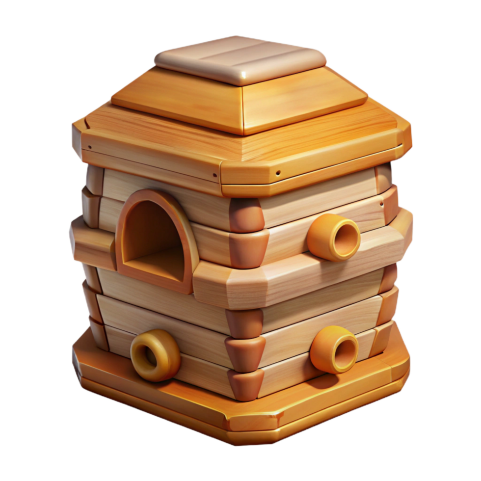 impressive artistic Beehive Wooden Structure Transparent Background genuine png