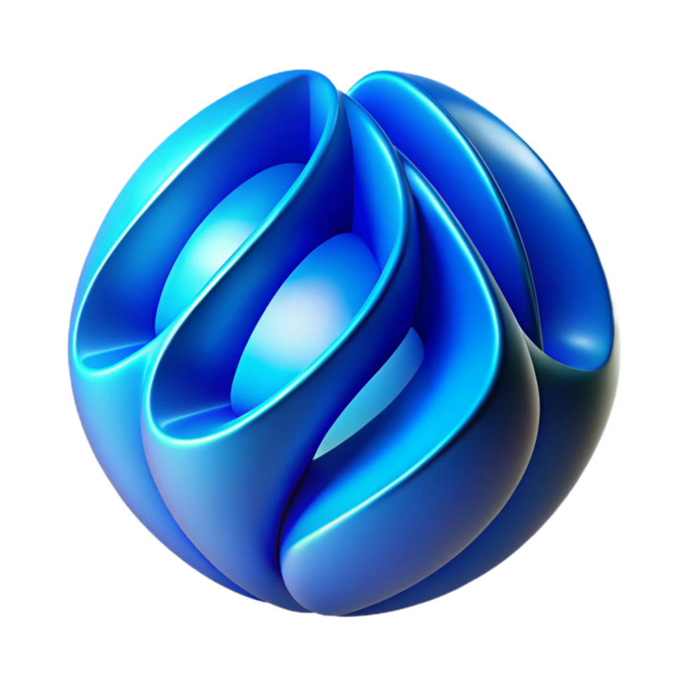vibrant modern Bio Art Abstract Texture Blue Gradient Isolated high quality png
