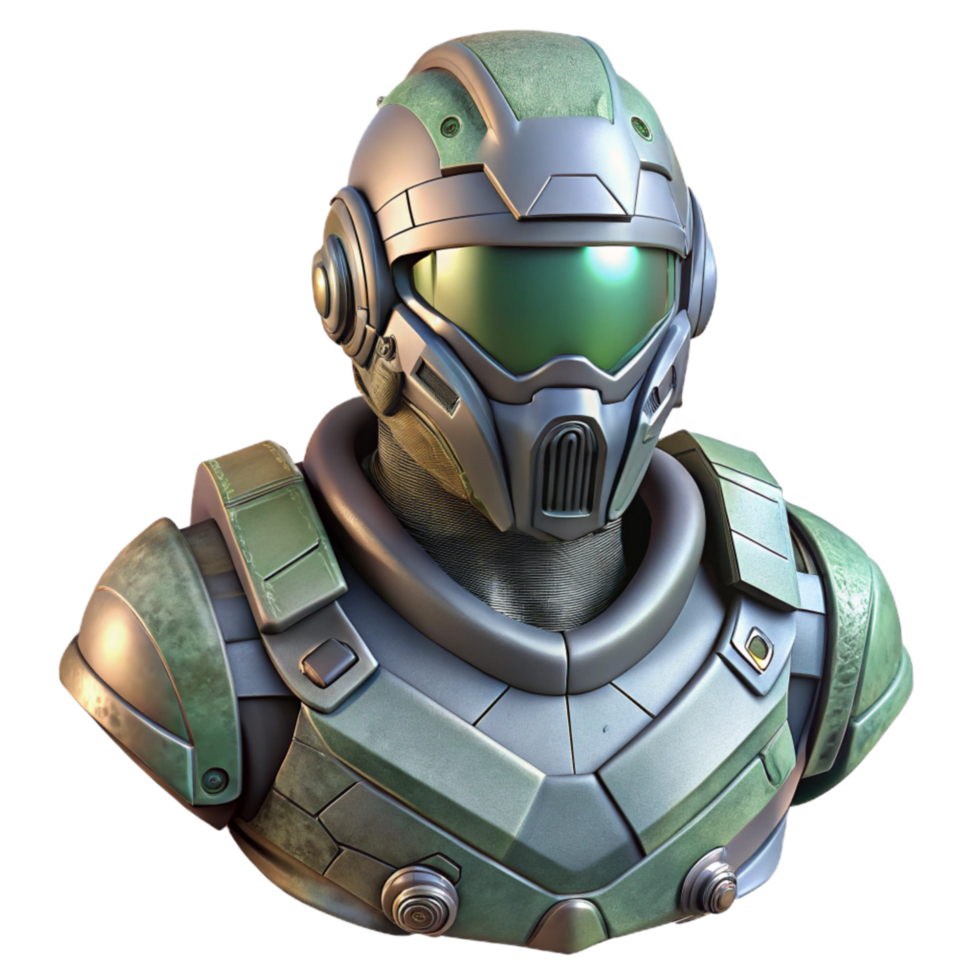 elegant creative Bio Cybernetic Armor Helmet Front View Transparent Background authentic png