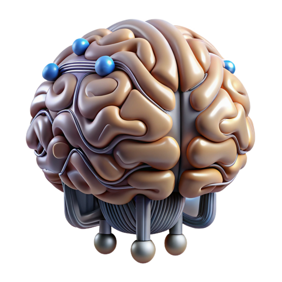 beautiful modern Bio Cybernetic Brain Data Processing Isolated professional png