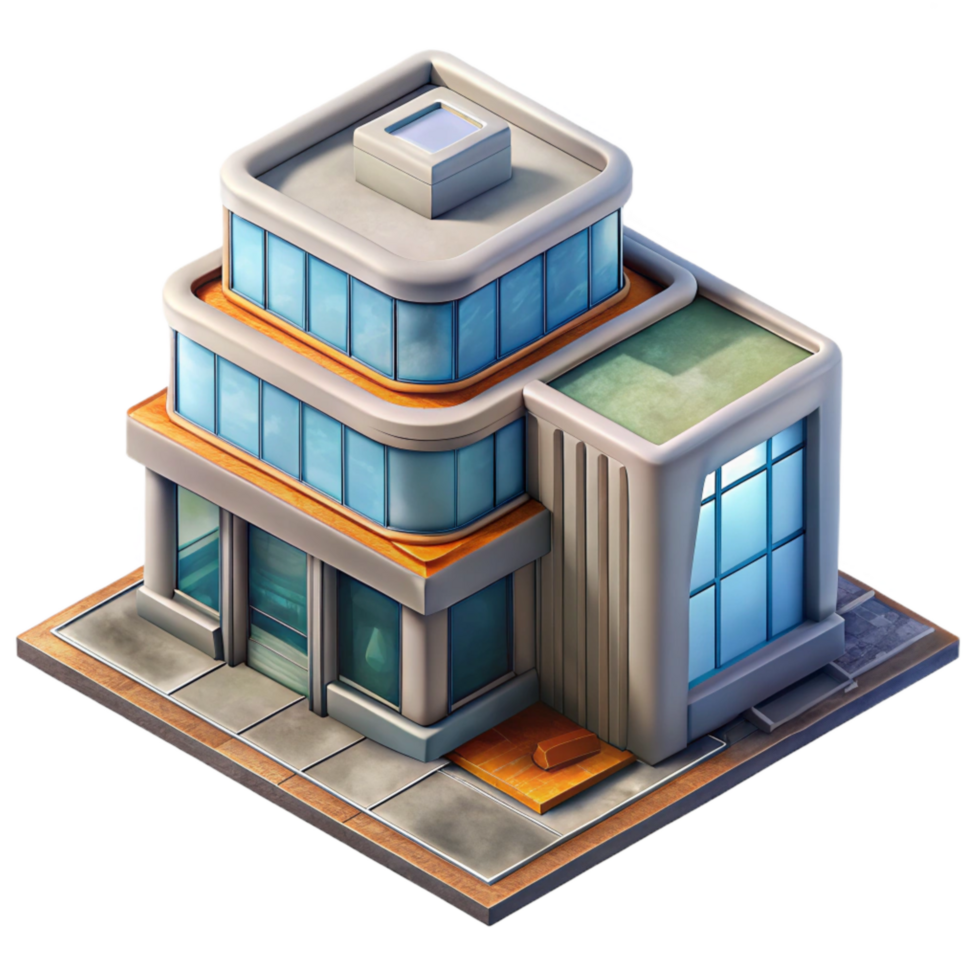 serene rustic Bio Cybernetic Building Isometric View Transparent Background high resolution png
