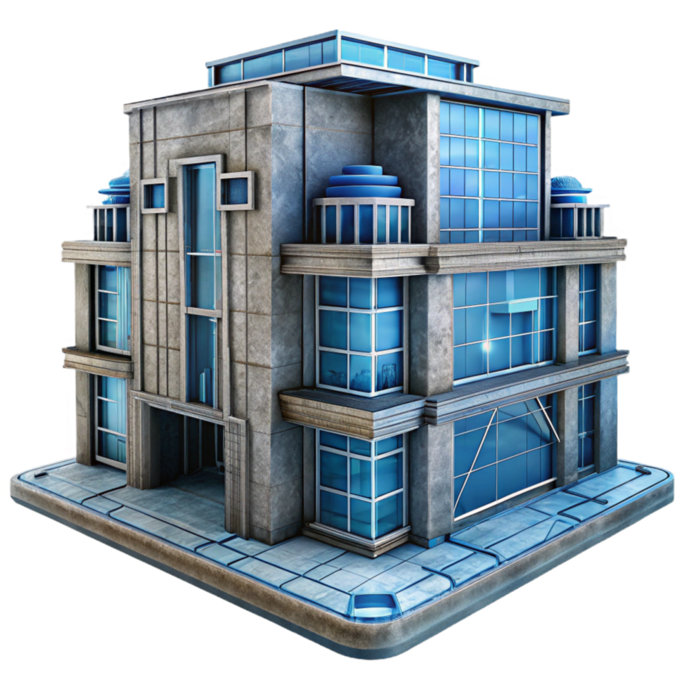 vibrant abstract Bio Cybernetic Building Blueprint View Cutout high quality png