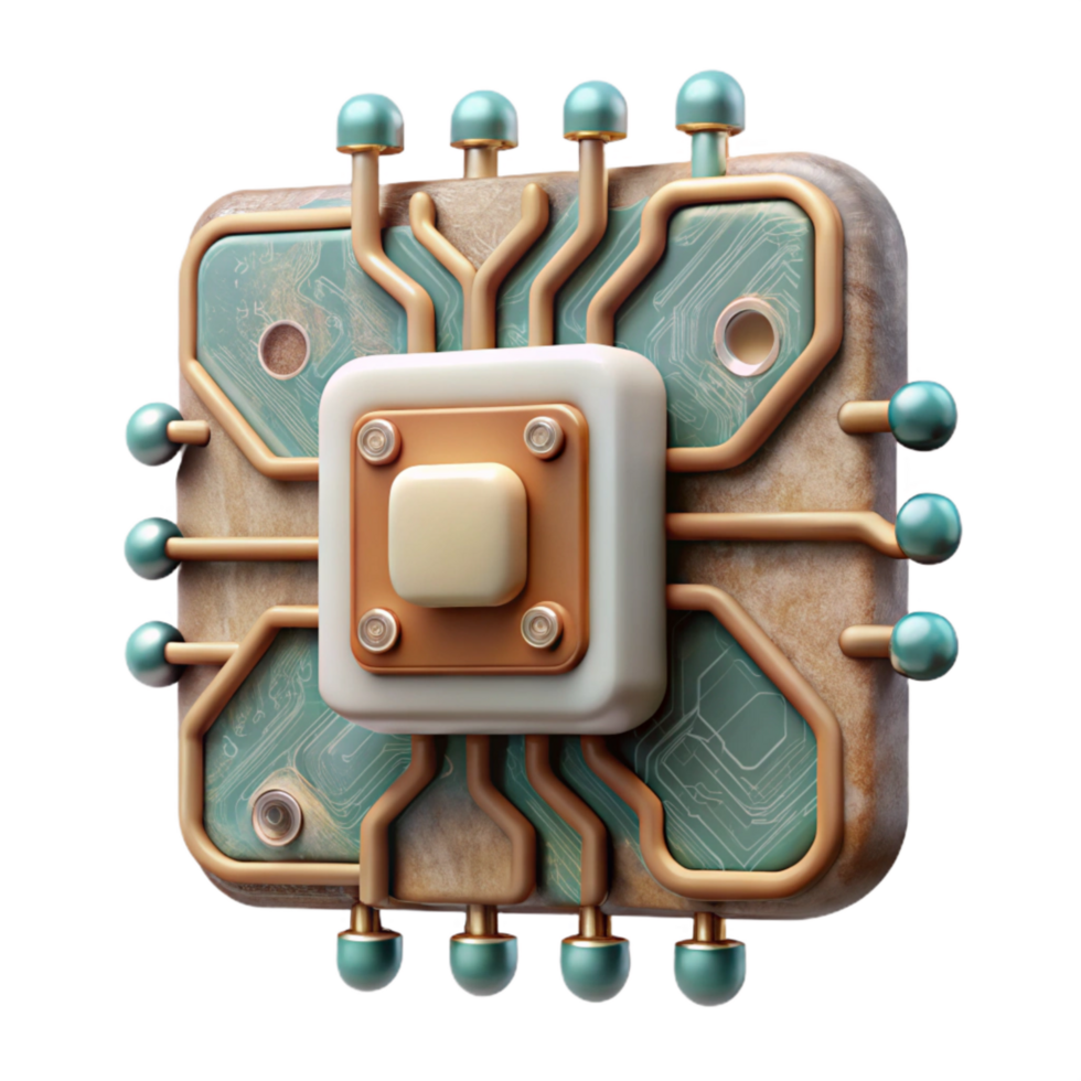 dramatic vintage Bio Cybernetic Circuit Board Top View Cutout authentic png