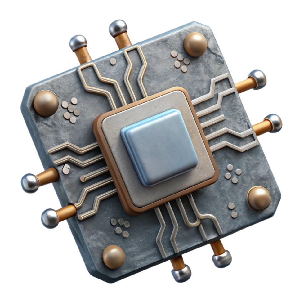 elegant modern Bio Cybernetic Circuit Board Top View Cutout authentic png