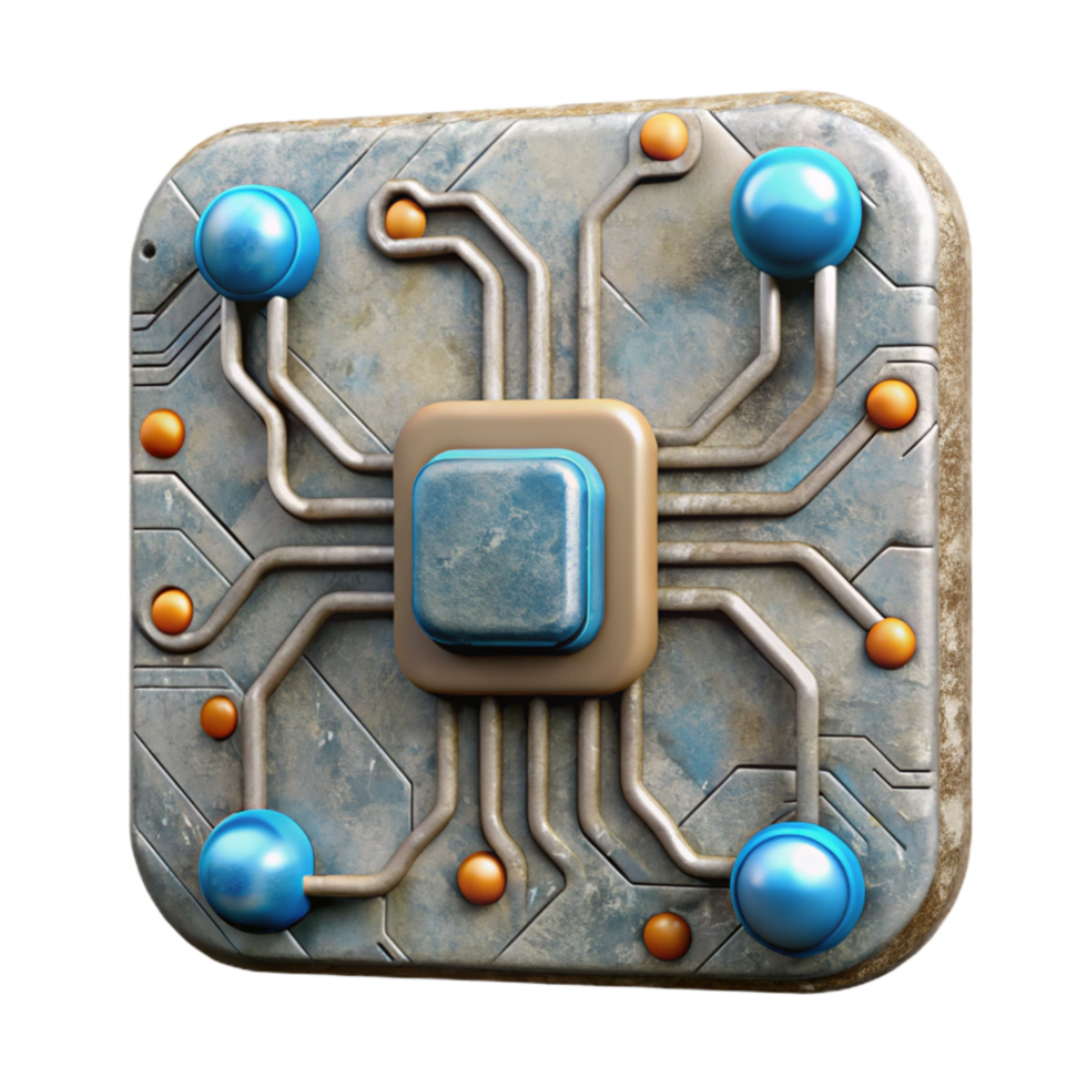 elegant modern Bio Cybernetic Circuit Board Top View Cutout detailed png