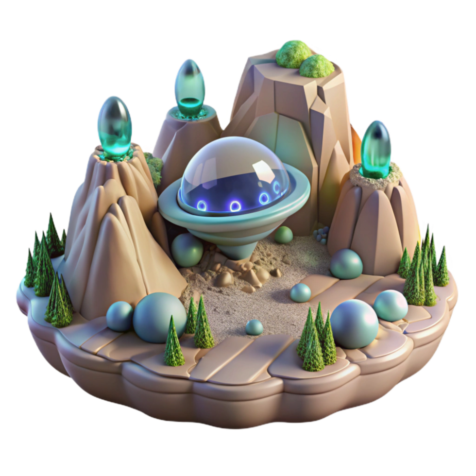 magnificent creative Bio Cybernetic Landscape Alien Terrain Transparent Background professional png