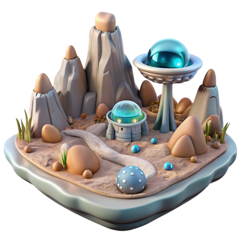beautiful modern Bio Cybernetic Landscape Alien Terrain Transparent Background premium png
