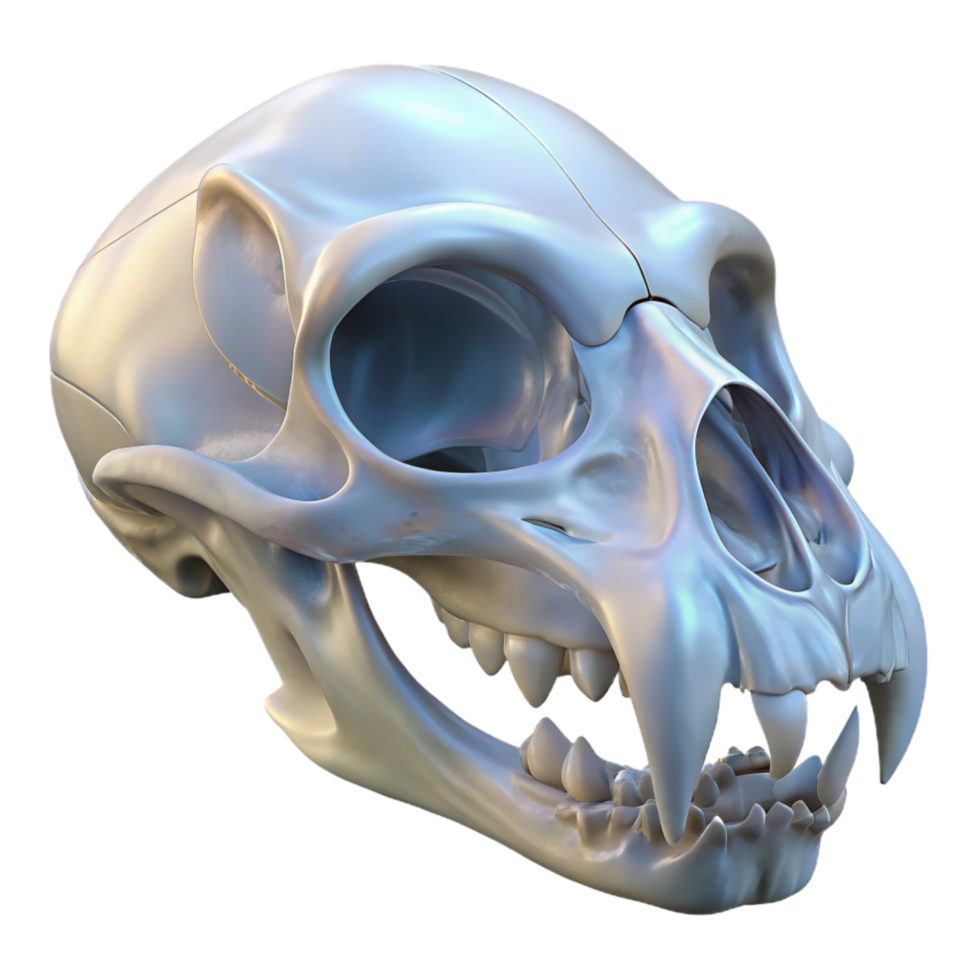 beautiful vintage Bio Cybernetic Mammal Skull Profile View Transparent 4K png