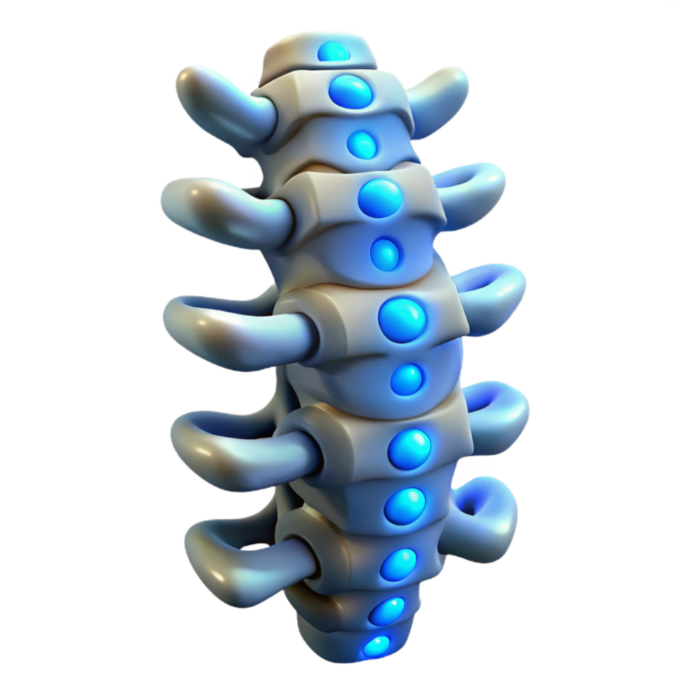 serene rustic Bio Cybernetic Spine Backlit Isolated Element exclusive png