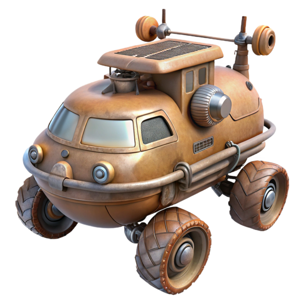 magnificent vintage Bio Cybernetic Vehicle Hovering Position Isolated authentic png