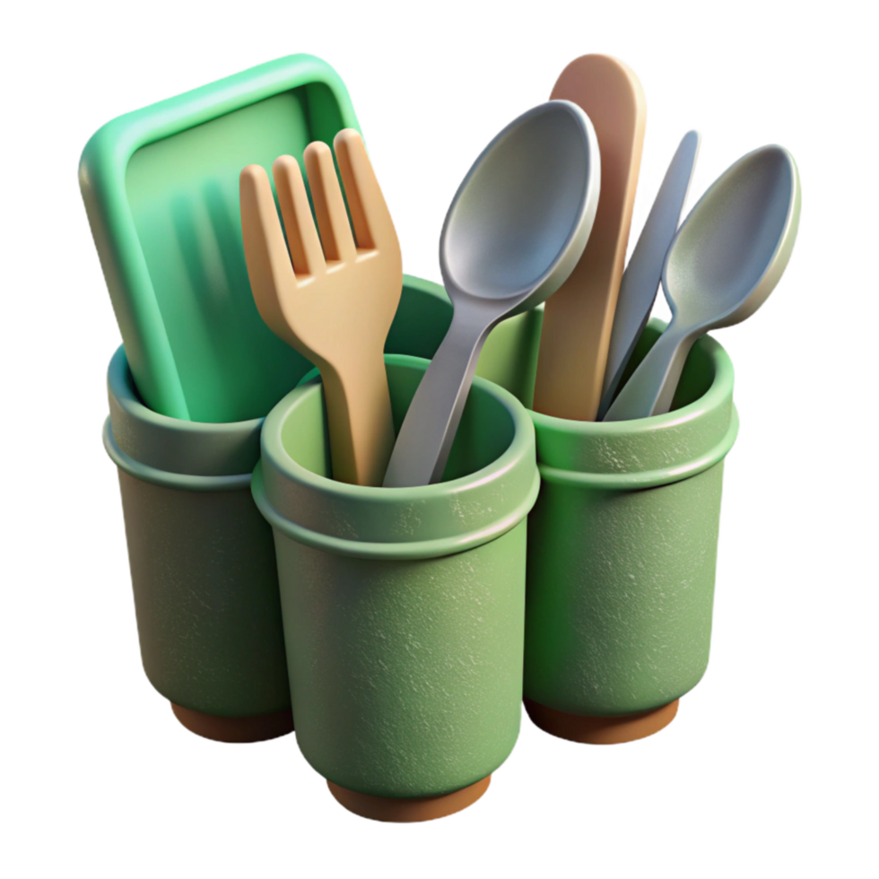 impressive rustic Biodegradable Cutlery Set with Smooth Finish Isolated original png