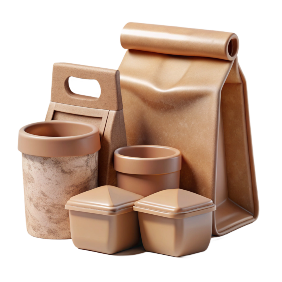 vibrant traditional Biodegradable Packaging Materials Set Transparent Background high quality png