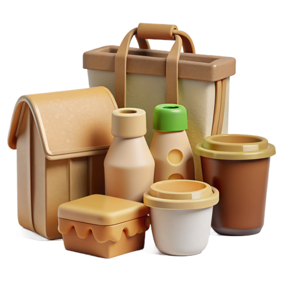impressive abstract Biodegradable Packaging Options Collection Transparent Background 4K png