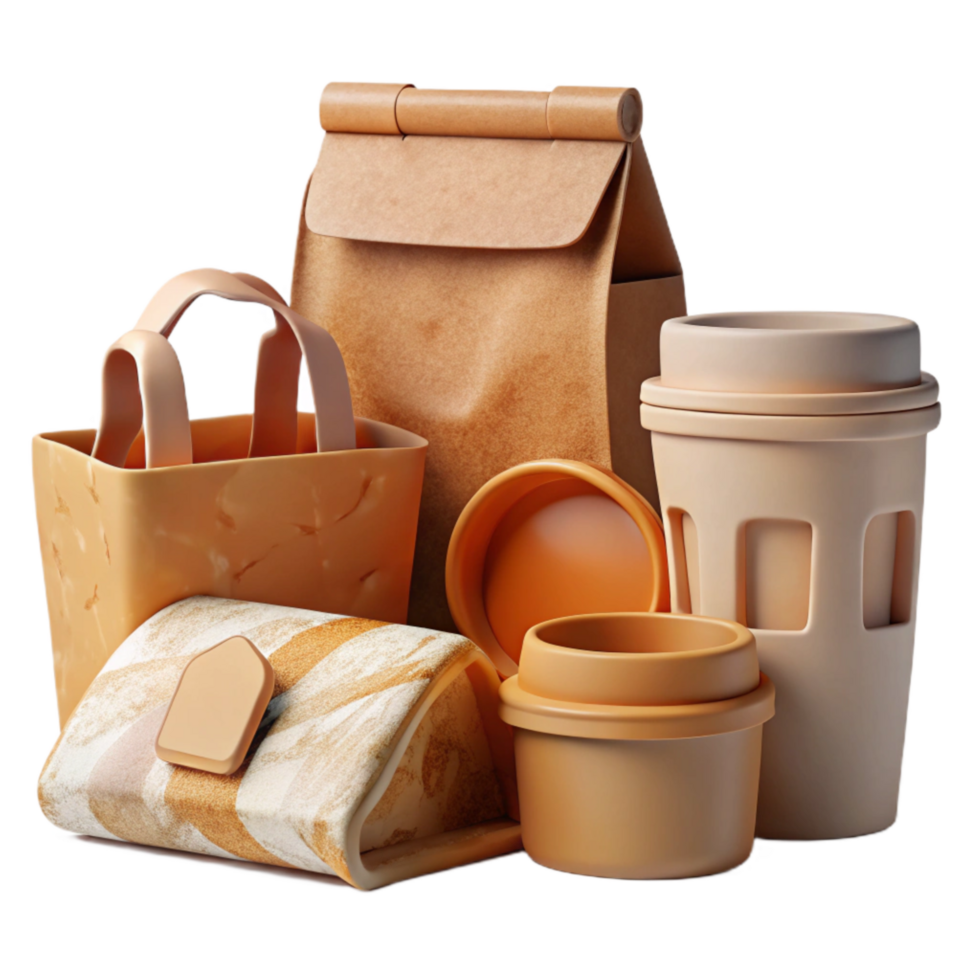 wonderful rustic Biodegradable Packaging Options Collection Transparent Background authentic png