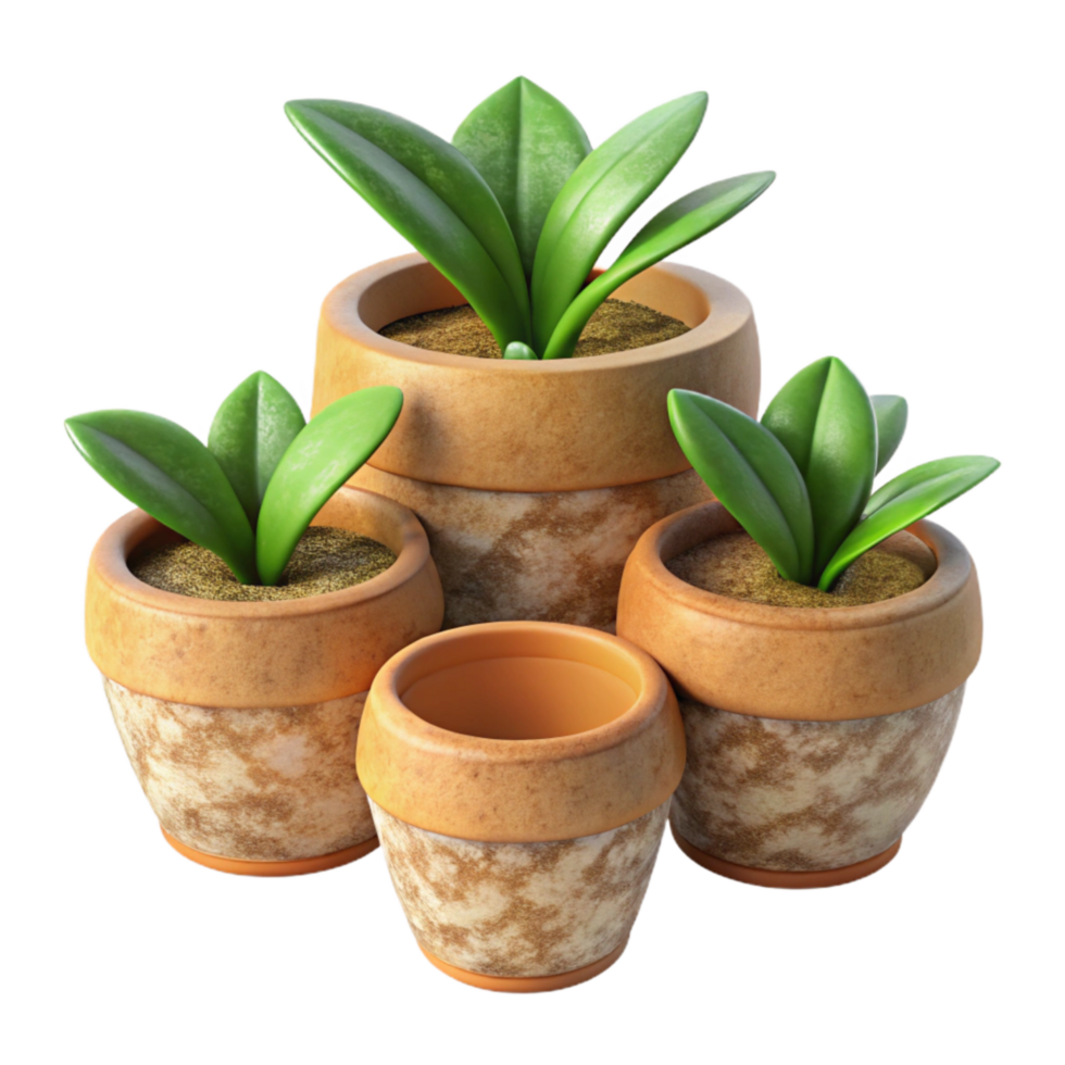 impressive modern Biodegradable Plant Pots Set Transparent Background authentic png