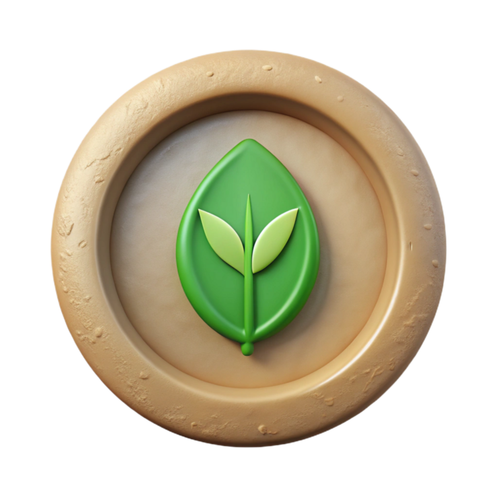elegant minimalist Biodegradable Plate Icon Green Leaf Design Isolated high quality png