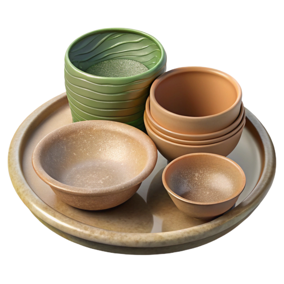 dramatic traditional Biodegradable Plates and Bowls Set Isolated professional png