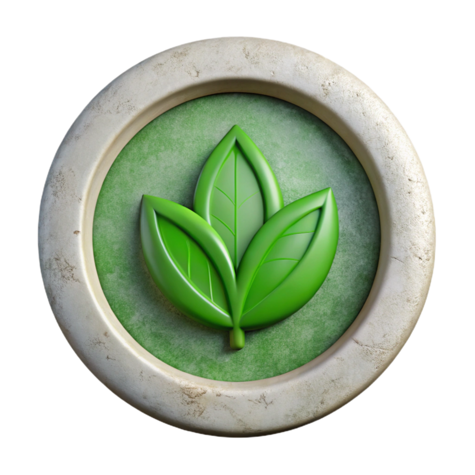 elegant contemporary Biodegradable Plate Icon Green Leaf Design Isolated high quality png