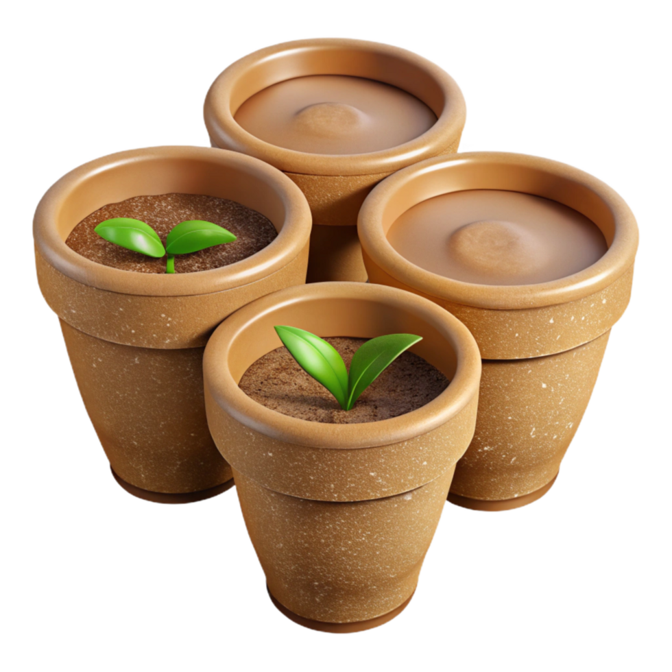 vibrant minimalist Biodegradable Seed Starter Pots Set Transparent Background premium png