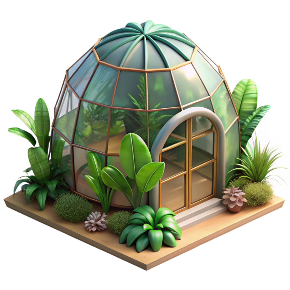 extraordinary classic Biodome Greenhouse Cutout with Tropical Plants premium png