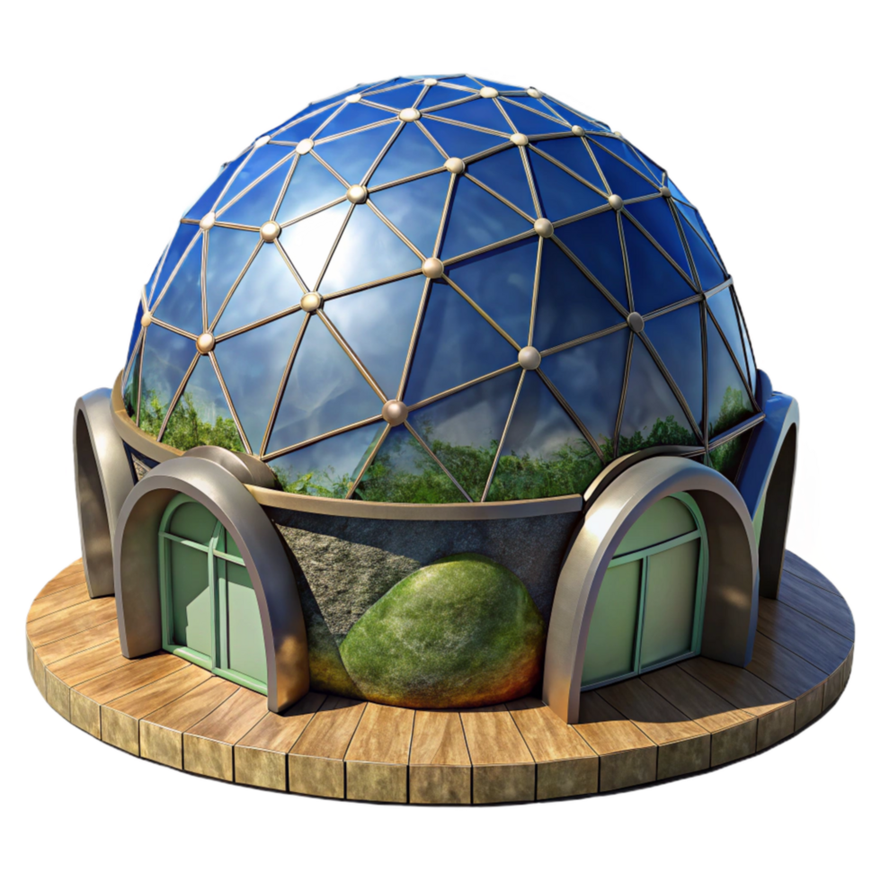 beautiful rustic Biodome Exterior with Earth in Background Isolated premium png