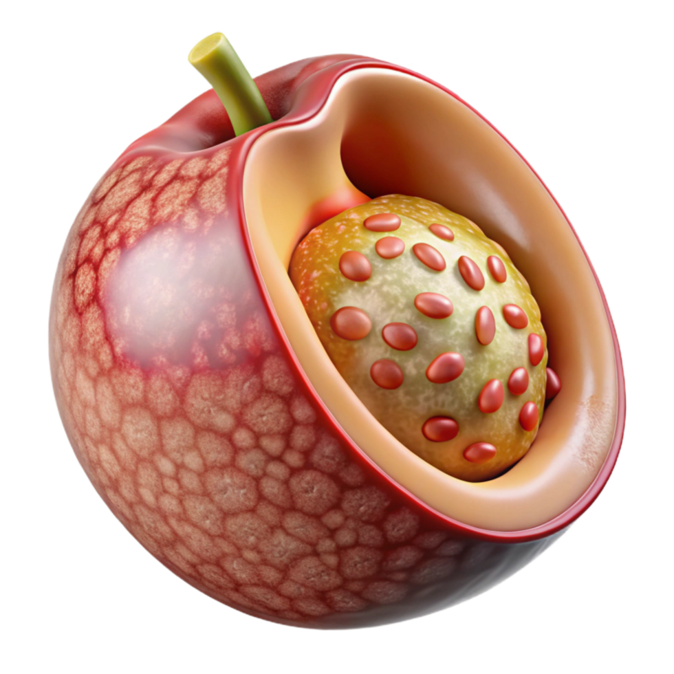 extraordinary creative Bioengineered Food Fruit Cross Section Detailed View Isolated genuine png