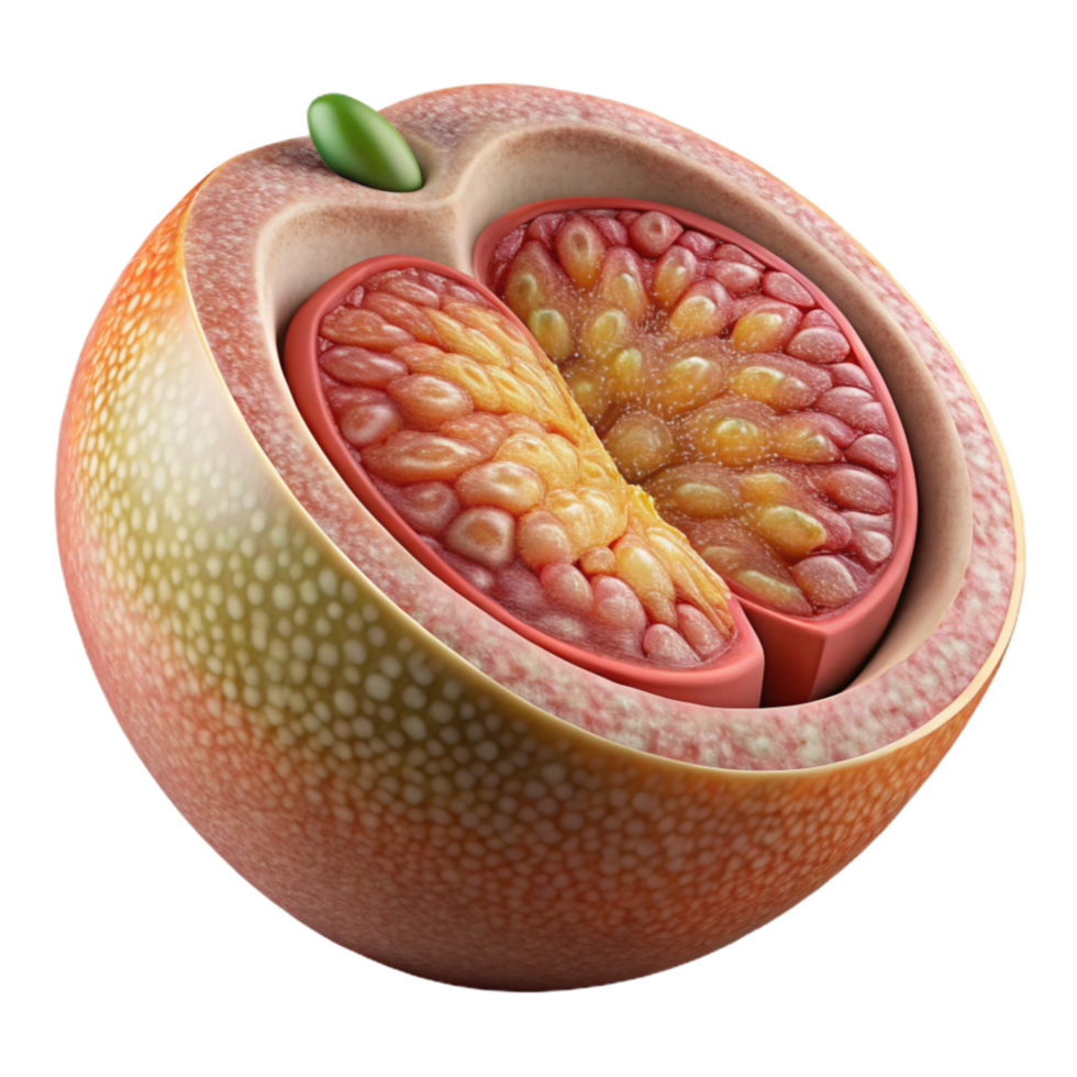 beautiful traditional Bioengineered Food Fruit Cross Section Detailed View Isolated exclusive png