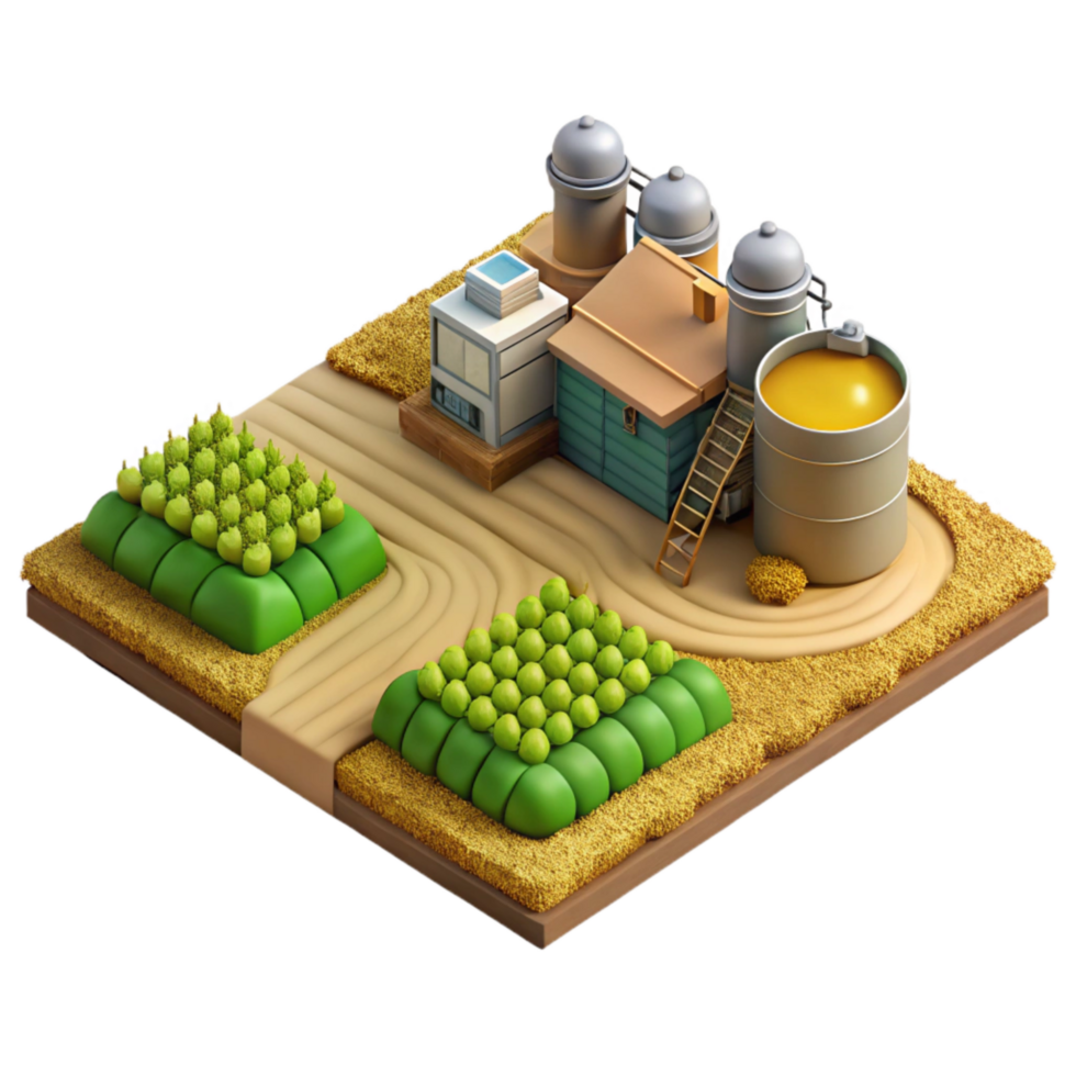 vibrant classic Biofuel Crop Field Aerial View Isolated high resolution png