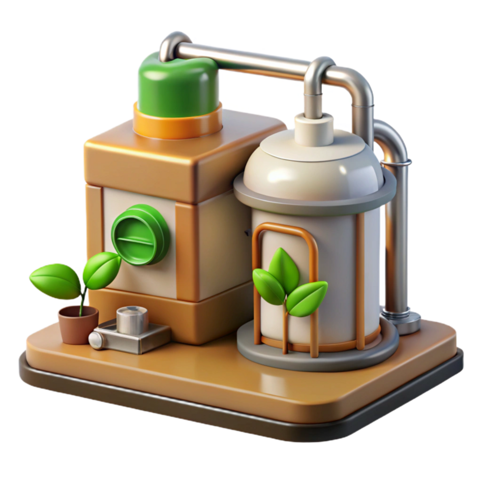 elegant vintage Biofuel Production Equipment Illustration Isolated exclusive png